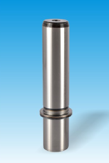 Interchangeable guide column with flange and fixing parts, threaded joint gasket, countersunk head screw with central threaded connection